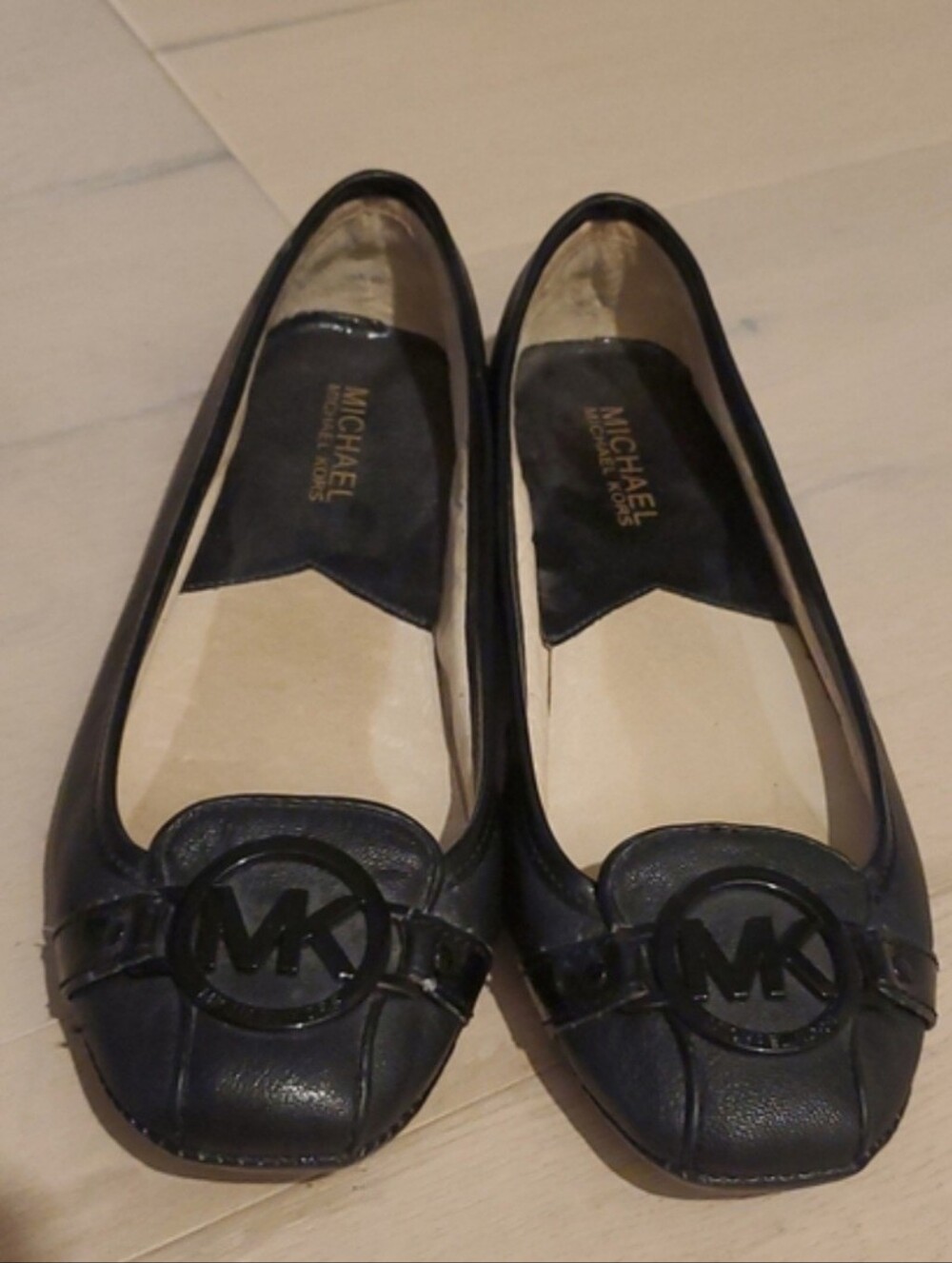 MICHAEL Michael Kors Black MK Logo Leather Flats Sz.6-6.5